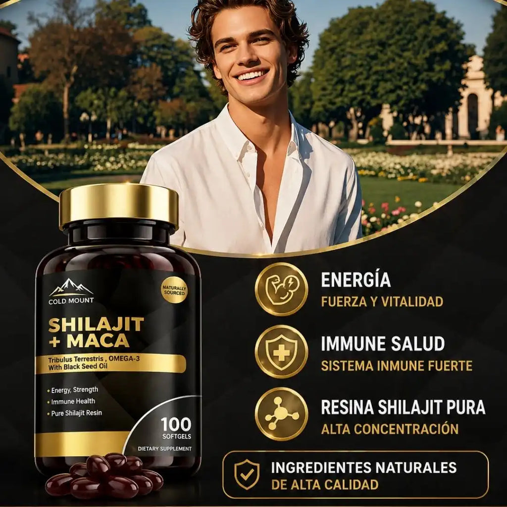 Suplemento Premium Shilajit + Maca - Frasco con 100 Capsulas